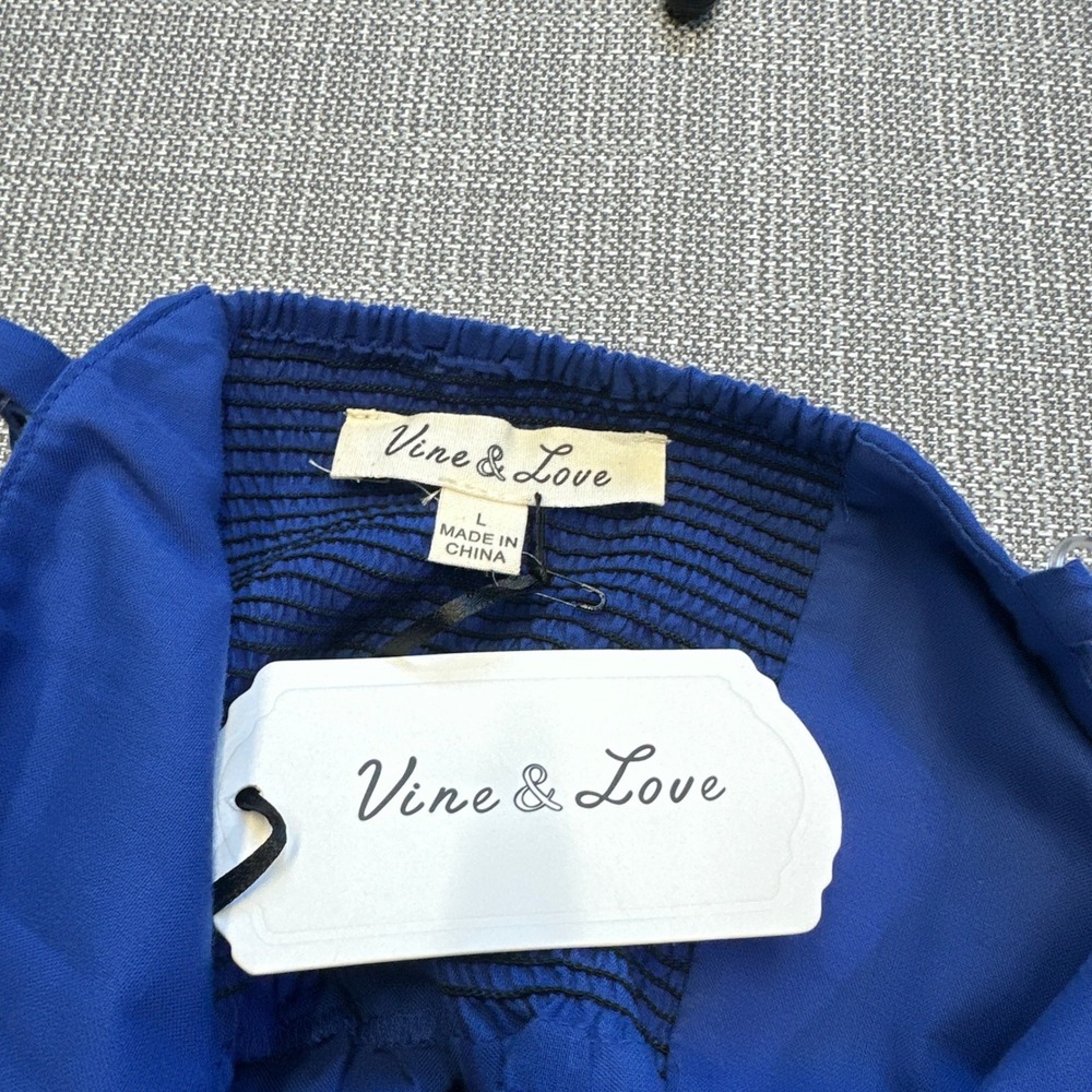 New Indie Blue Sundress Large Coastal Cottagecore Button Front Pockets Dress - Picture 3 of 10